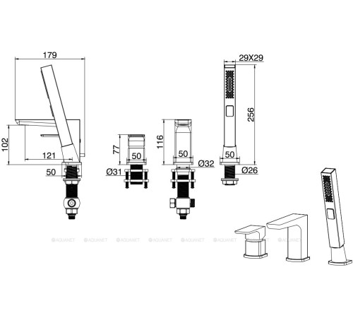 Смеситель на борт ванны Allen Brau INFINITY излив 180 мм хром 5.21008-00