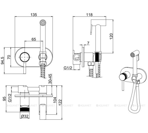 Смеситель с гигиеническим душем Allen Brau Priority скрытая часть брашированный никель 5.31005-BN