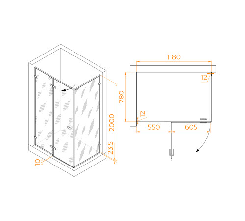 Душевой уголок RGW SV-040B 1200x800 мм черный матовое стекло 353204028-24