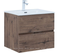 Тумба под раковину Aquanet Алвита New 60 подвесная 2 ящика дуб веллингтон табак 00334184