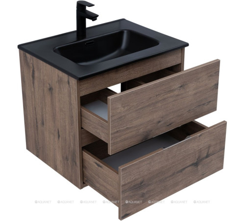 Тумба под раковину Aquanet Алвита New 60 подвесная 2 ящика дуб веллингтон табак 00334184