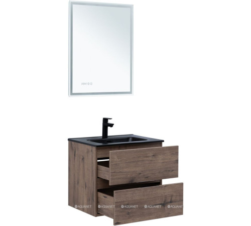 Тумба под раковину Aquanet Алвита New 60 подвесная 2 ящика дуб веллингтон табак 00334184