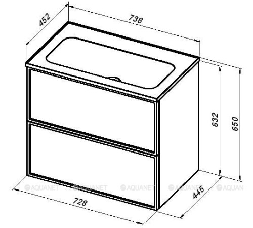 Тумба для раковины Aquanet Арт 75 ясень графит 00329064