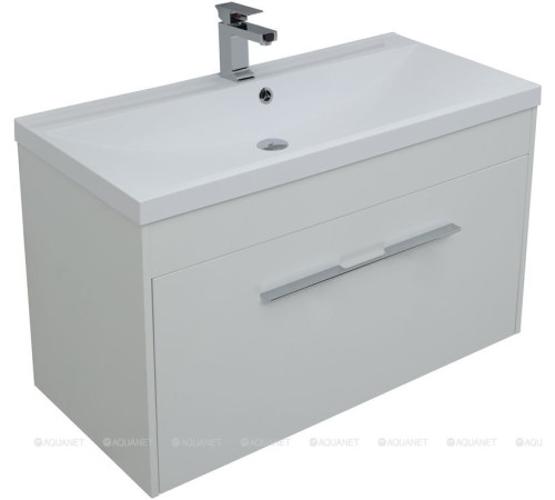 Тумба под раковину Aquanet Августа 100 белый ручка хром 00274142