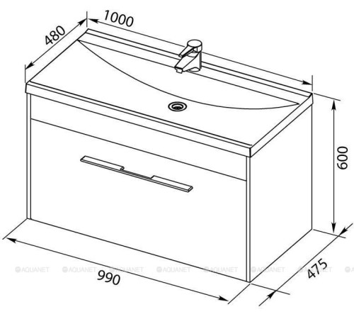 Тумба под раковину Aquanet Августа 100 белый ручка хром 00274142
