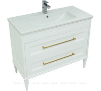 Тумба под раковину Aquanet Бостон М 100 белый матовый ручки золото 00243781