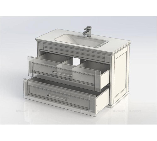 Тумба под раковину Aquanet Бостон М 100 белый матовый ручки золото 00243781