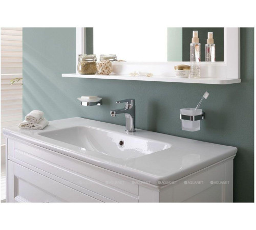 Тумба под раковину Aquanet Бостон М 100 белый матовый ручки золото 00243781