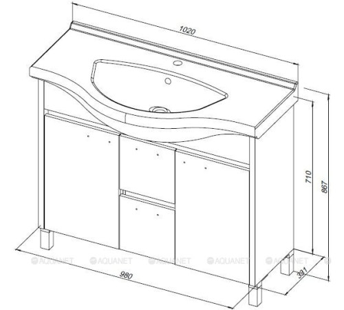Тумба под раковину Aquanet Донна 100 Yalaier цвет белый дуб/белый 00274164