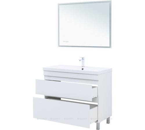 Тумба напольная Aquanet Нота new 100 2 ящика белый глянец 00344150