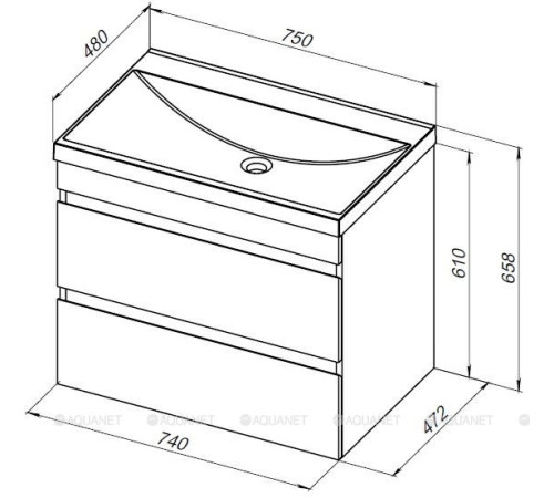 Тумба под раковину Aquanet Нота New 75 дуб светлый 00334198