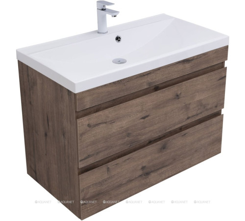 Тумба под раковину Aquanet Нота New 90 дуб веллингтон табак 00334193