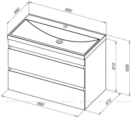 Тумба под раковину Aquanet Нота New 90 дуб веллингтон табак 00334193