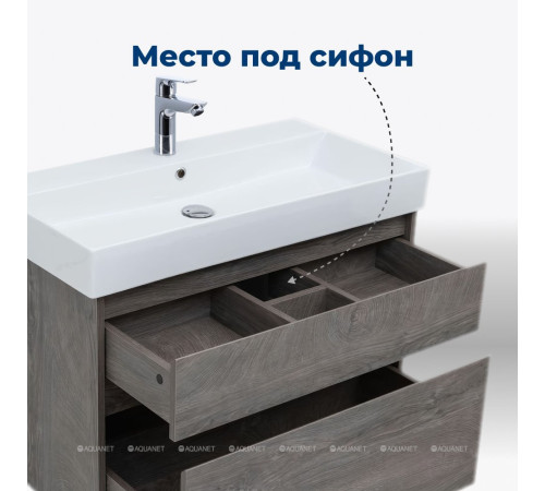 Тумба под раковину Aquanet Nova Lite 85 2 ящика дуб рошелье Slim Synergy 00249937