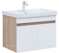 Тумба под раковину Aquanet Оптима 80 дуб светлый/белый сатин 00344801