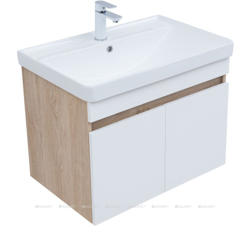 Тумба под раковину Aquanet Оптима 80 дуб светлый/белый сатин 00344801