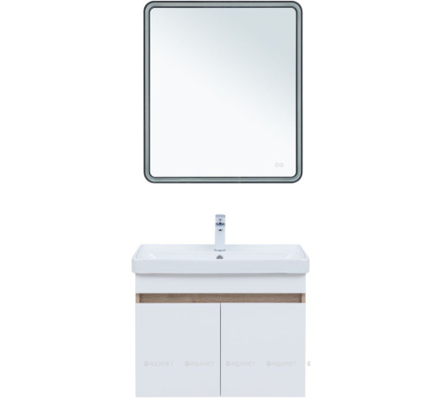 Тумба под раковину Aquanet Оптима 80 дуб светлый/белый сатин 00344801