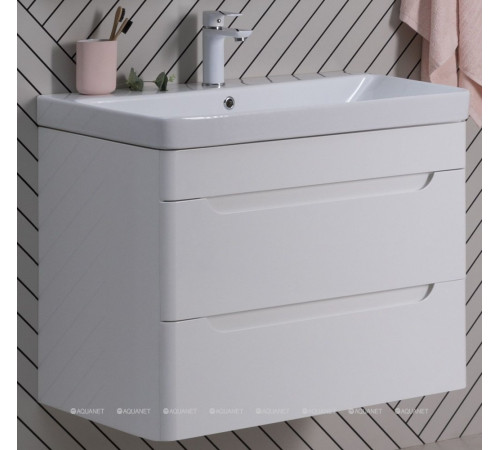 Тумба под раковину Aquanet София 80 2 ящика белый глянец 00274002
