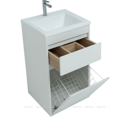 Тумба под раковину Aquanet Токио 58 напольная 1 ящик без корзины белый глянец 00239290