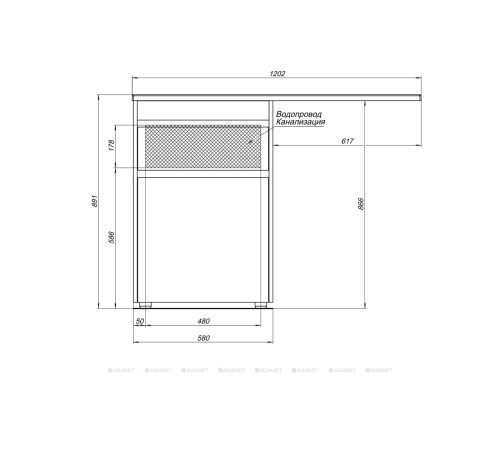 Тумба под раковину Aquanet Токио 58 напольная 1 ящик без корзины белый глянец 00239290
