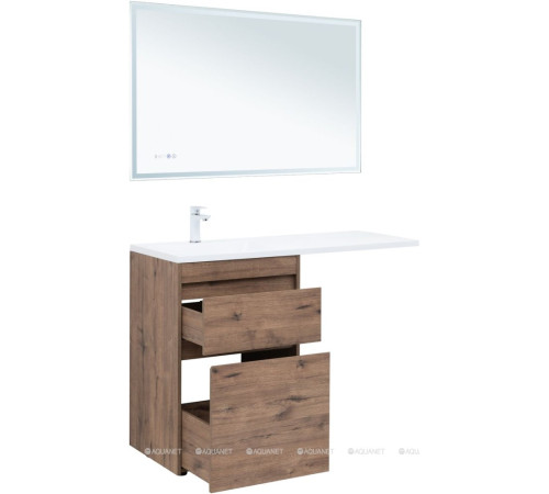 Тумба под раковину Aquanet Токио 58 напольная 2 ящика дуб веллингтон 00333648