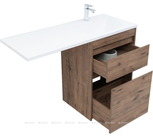 Тумба под раковину Aquanet Токио 58 напольная 2 ящика дуб веллингтон 00333648