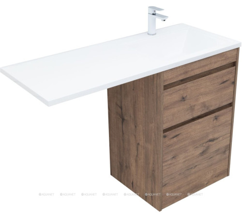 Тумба под раковину Aquanet Токио 58 напольная 2 ящика дуб веллингтон 00333648