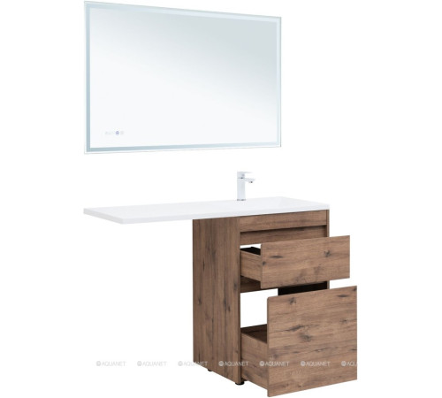 Тумба под раковину Aquanet Токио 58 напольная 2 ящика дуб веллингтон 00333648