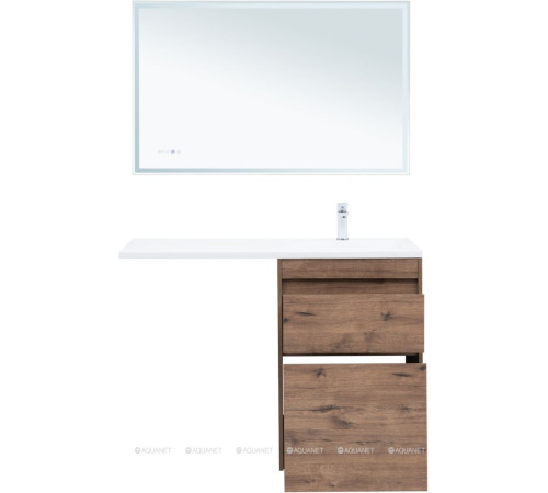 Тумба под раковину Aquanet Токио 58 напольная 2 ящика дуб веллингтон 00333648
