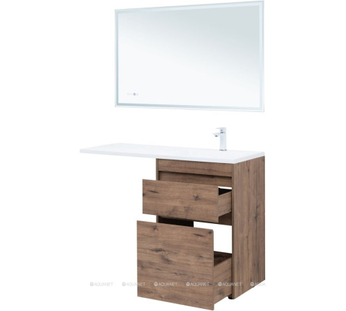 Тумба под раковину Aquanet Токио 58 напольная 2 ящика дуб веллингтон 00333648