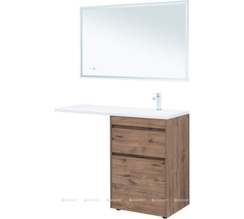 Тумба под раковину Aquanet Токио 58 напольная 2 ящика дуб веллингтон 00333648