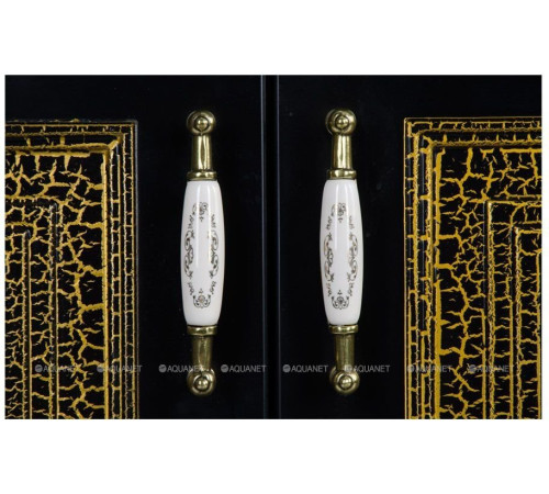 Тумба под раковину Aquanet Валенса 90 черный кракелюр/золото 00180042