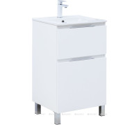 Тумба с раковиной Aquanet Алвита new 50 Flat напольная 2 ящика белый матовый 00345673
