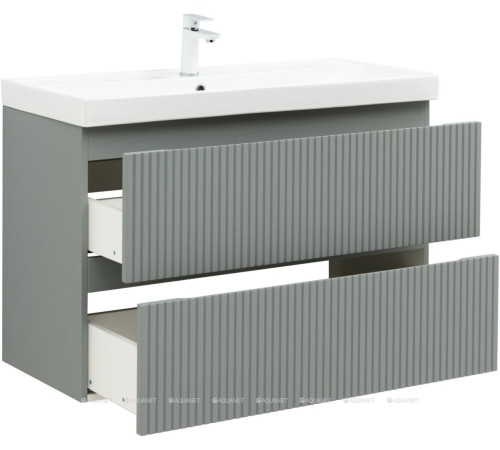 Тумба с раковиной Aquanet Джейн 100 раковина Flat мисти грин 00332532