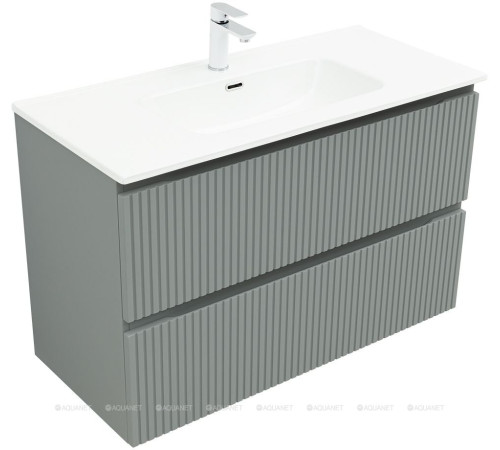 Тумба с раковиной Aquanet Джейн 100 раковина Flat мисти грин 00332532