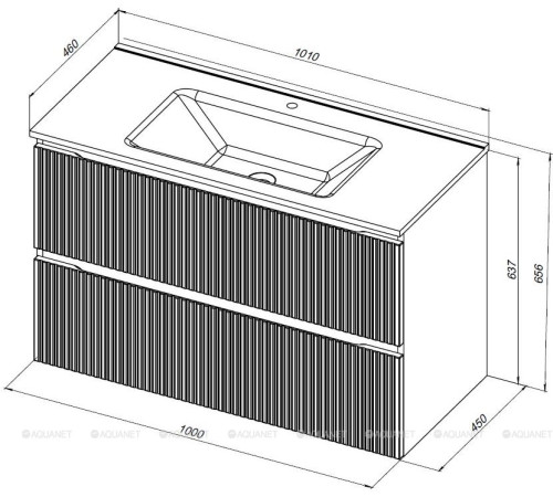 Тумба с раковиной Aquanet Джейн 100 раковина Flat мисти грин 00332532