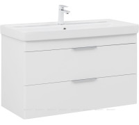 Тумба с раковиной Aquanet Ирис new 100 подвесная 2 ящика белый глянец 00342095