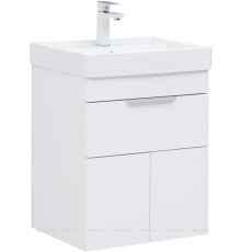 Тумба с раковиной Aquanet Ирис new 50 (Ирис Т) подвесная 1 ящик 2 фасада белый глянец 00367335