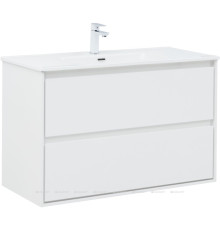 Тумба с раковиной Aquanet Милан 100 белый глянец 00340155