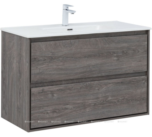 Тумба с раковиной Aquanet Милан 100 дуб рошелье 00340160