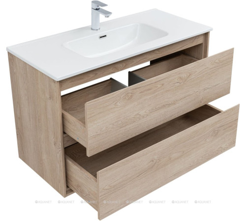 Тумба с раковиной Aquanet Милан 100 дуб светлый 00340170