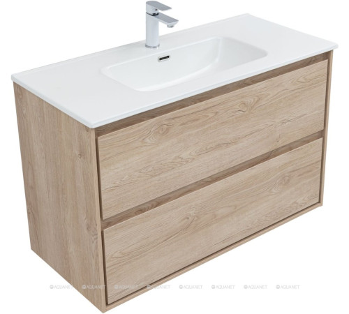 Тумба с раковиной Aquanet Милан 100 дуб светлый 00340170
