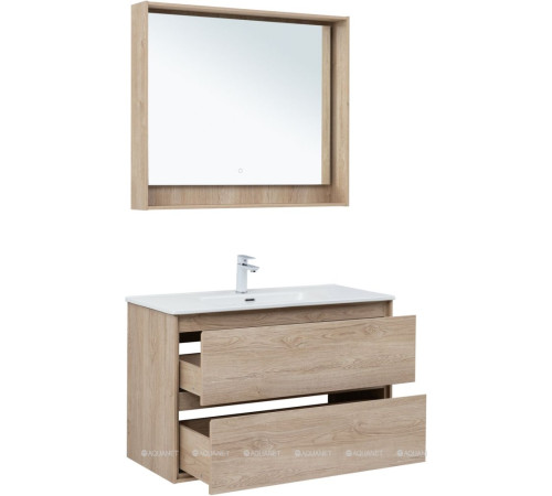 Тумба с раковиной Aquanet Милан 100 дуб светлый 00340170