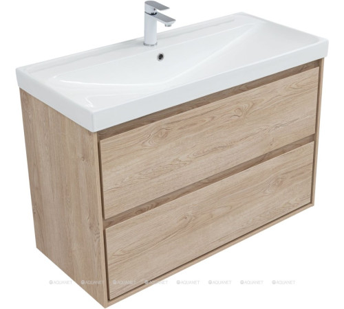 Тумба с раковиной Aquanet Милан 100 дуб светлый 00340170