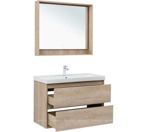 Тумба с раковиной Aquanet Милан 100 дуб светлый 00340170