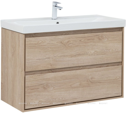 Тумба с раковиной Aquanet Милан 100 дуб светлый 00340170