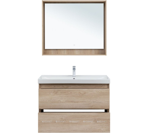 Тумба с раковиной Aquanet Милан 100 дуб светлый 00340170