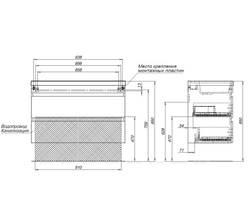 Тумба с раковиной Aquanet Нота New 100 см дуб светлый 00335883