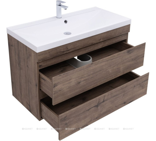 Тумба с раковиной Aquanet Нота New 100 см дуб веллингтон табак 00335878