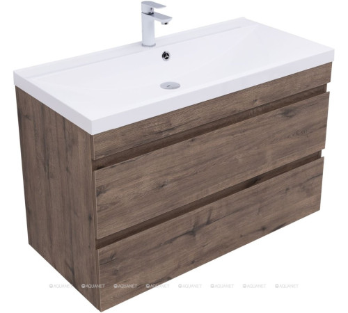 Тумба с раковиной Aquanet Нота New 100 см дуб веллингтон табак 00335878